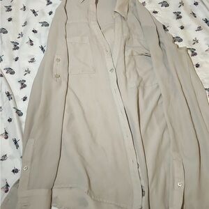 Express Tan Button Down Shirt Classic Top